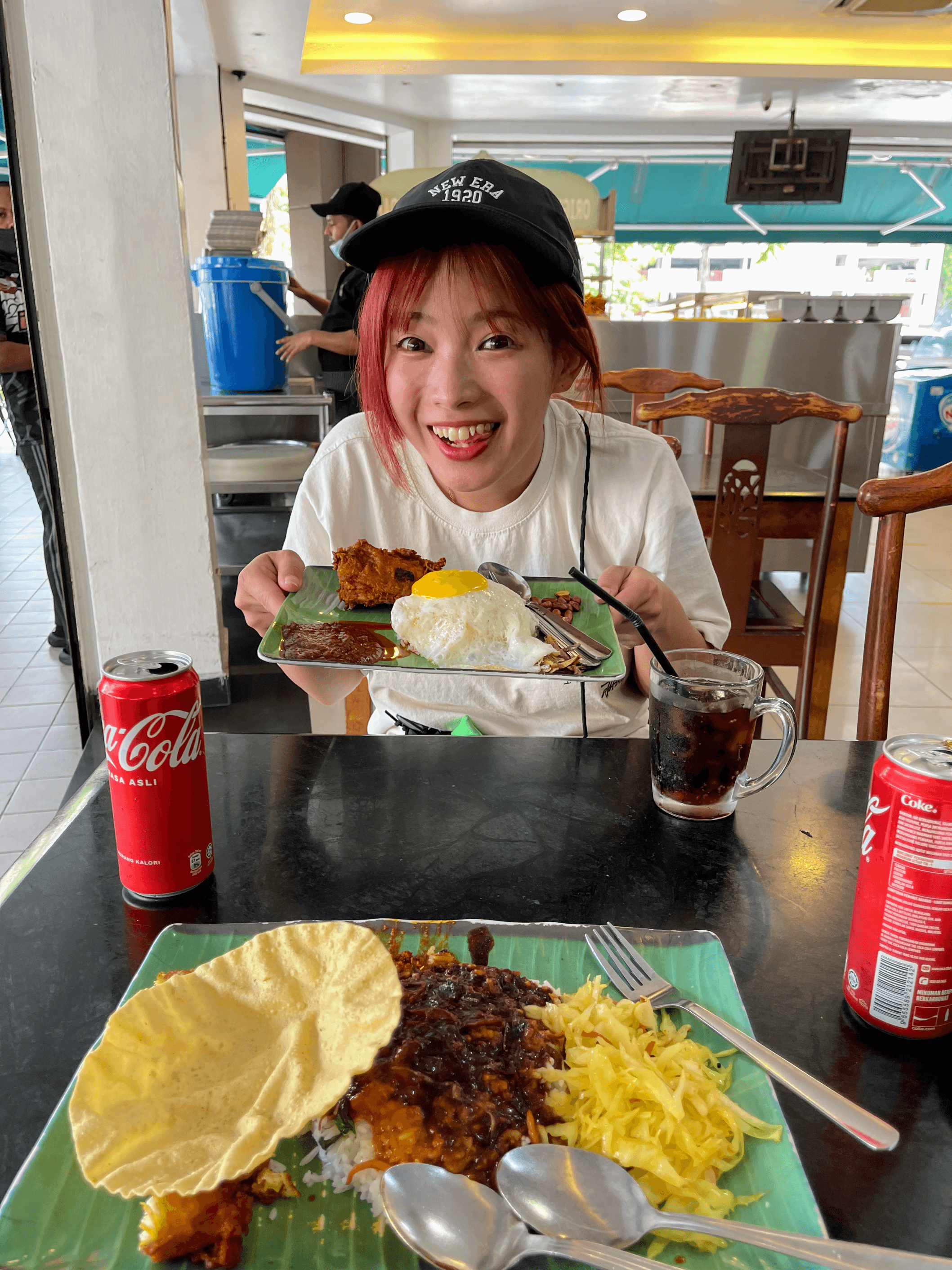 Marucos with her plate of Nasi Lemak!