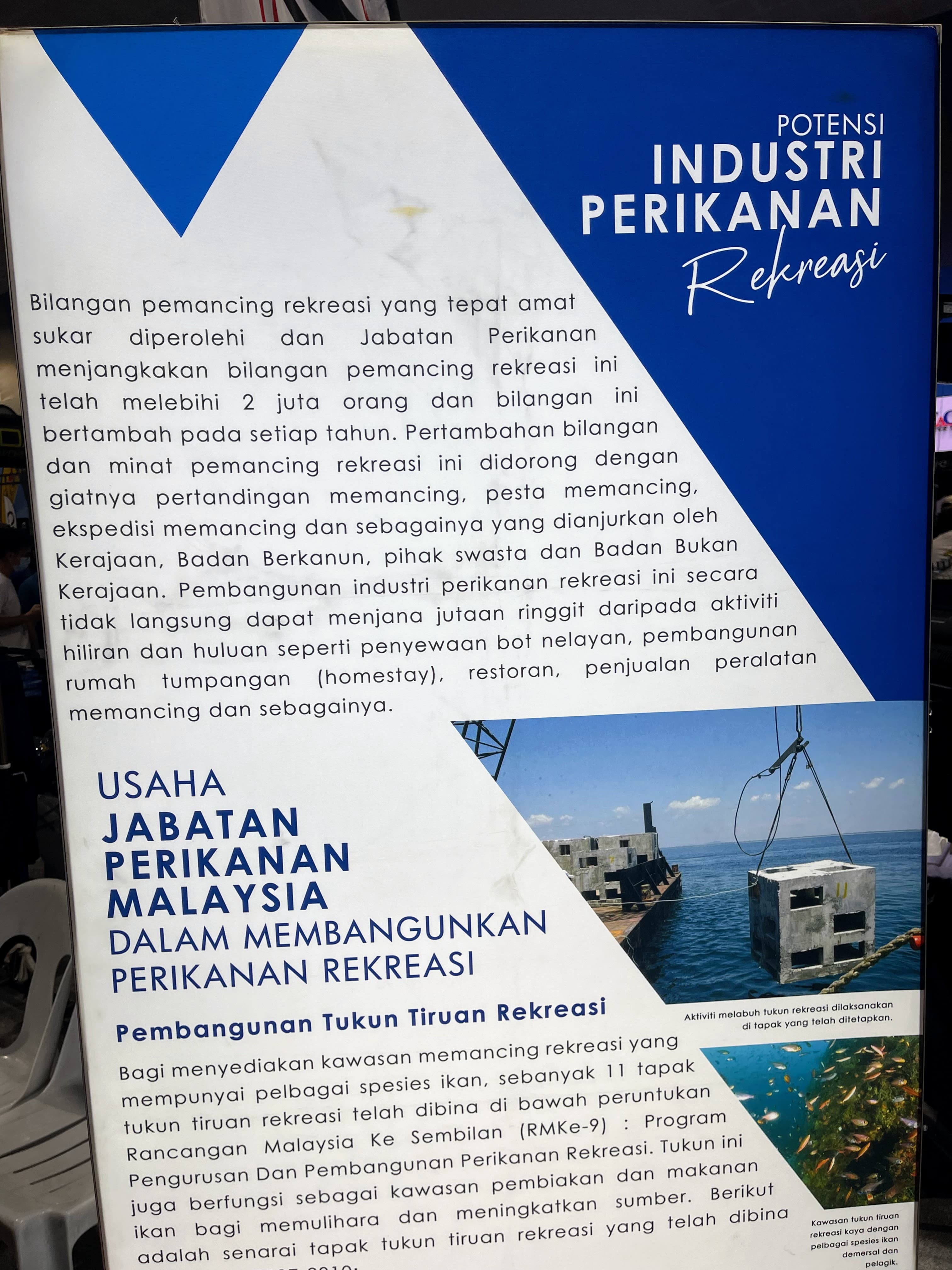 A Department of Fisheries Malaysia exhibit highlights the growth and economic importance of recreational fishing in Malaysia.