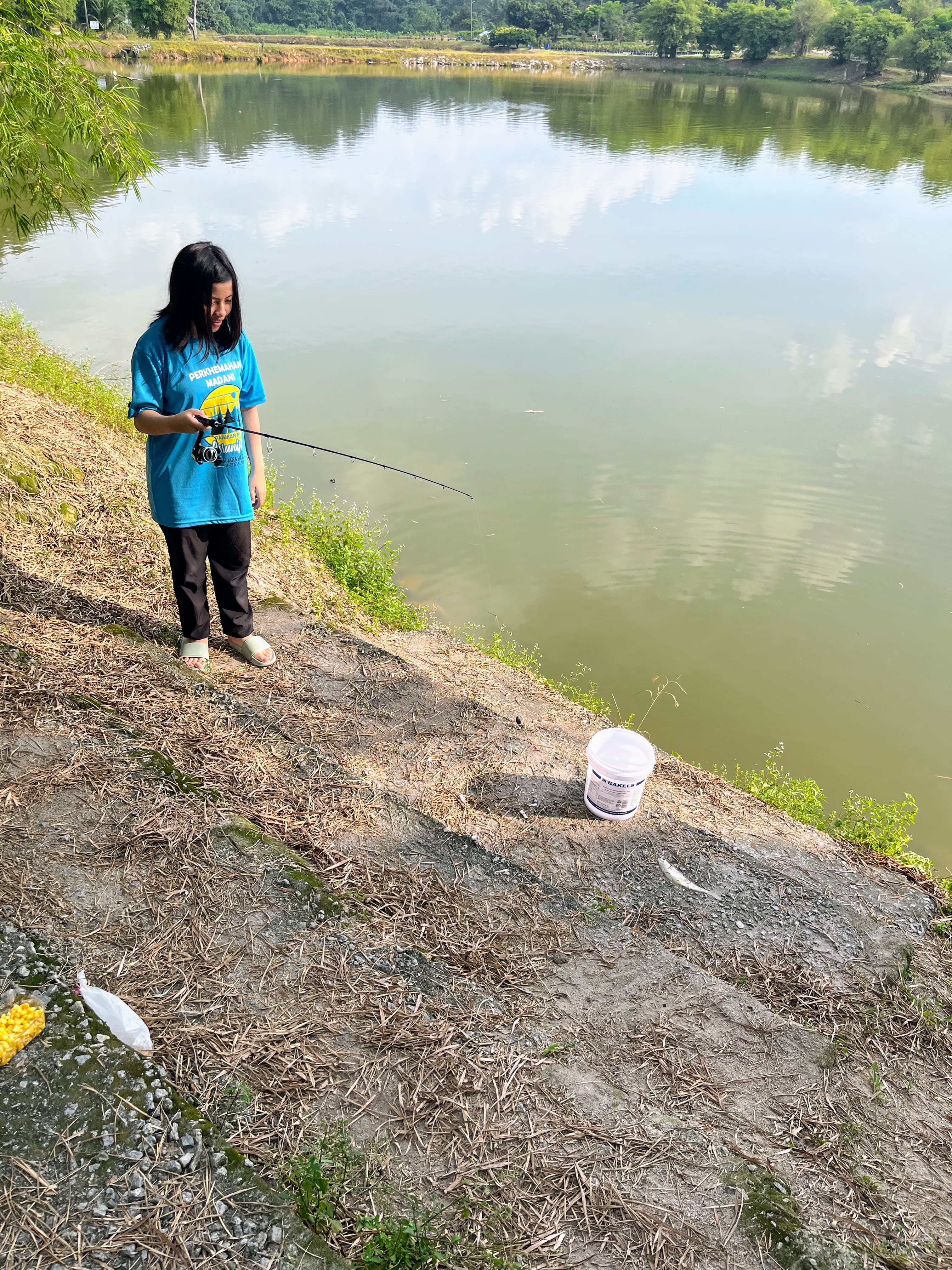 Hana Maritza has been putting effort in learning how to fish properly.